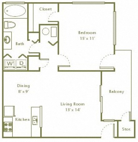 590 sq.ft. 1 bedroom 1 bathroom floor plan A 590 sq.ft. 1 bedroom 1 bathroom floor plan A at The Columns at Vinings, Atlanta, GA